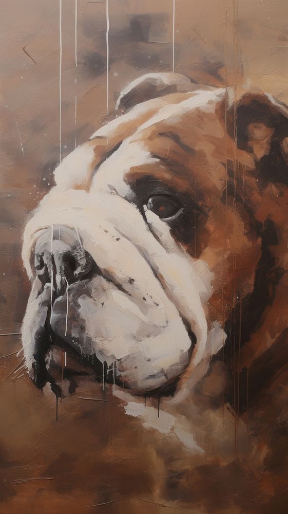 Acrylic paint of bulldog painting animal mammal.
