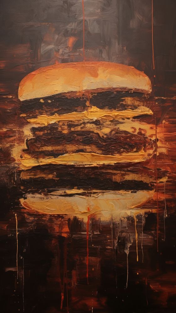 Acrylic paint of burger painting bread food.