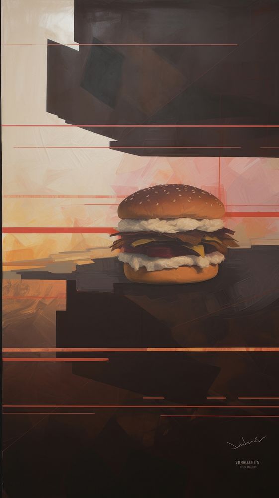 Acrylic paint of burger food hamburger appliance.