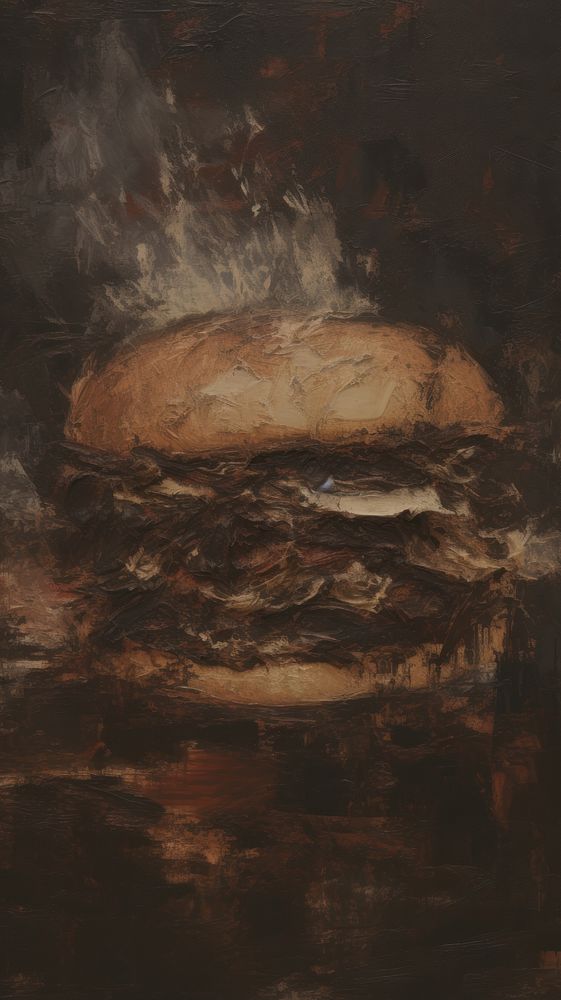 Acrylic paint of burger painting food hamburger.