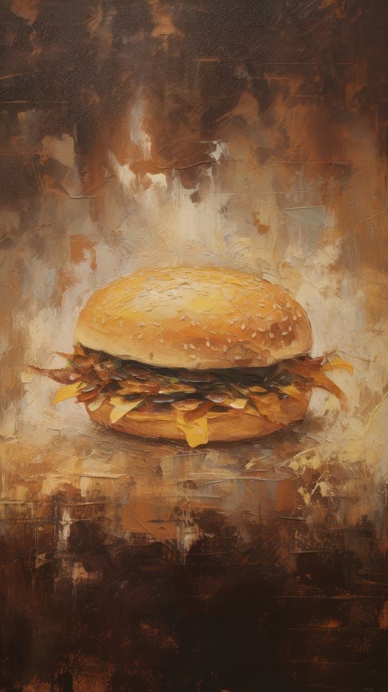 Acrylic paint of burger painting food hamburger.