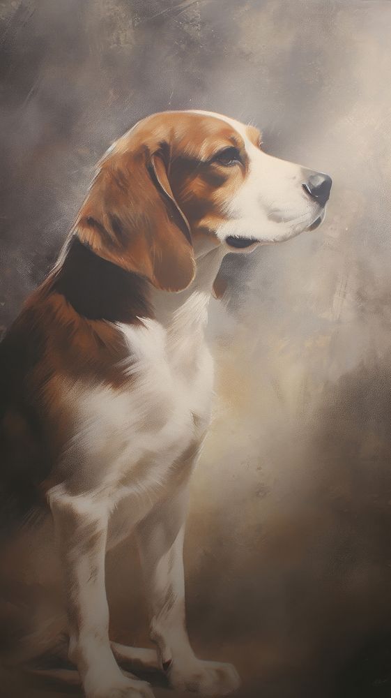 Acrylic paint of beagle animal mammal hound.