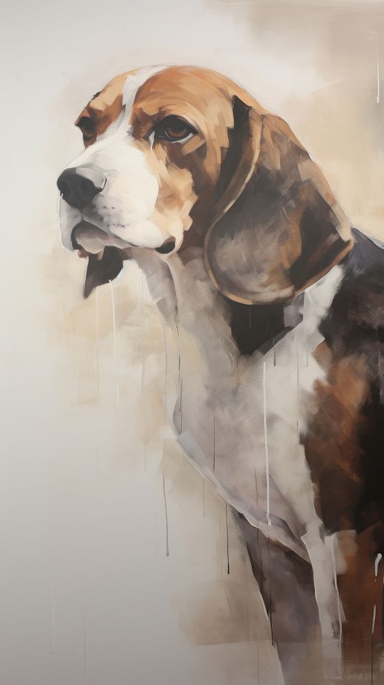 Acrylic paint of beagle animal mammal pet.