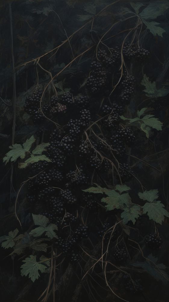Acrylic paint of blackberries blackberry plant backgrounds.