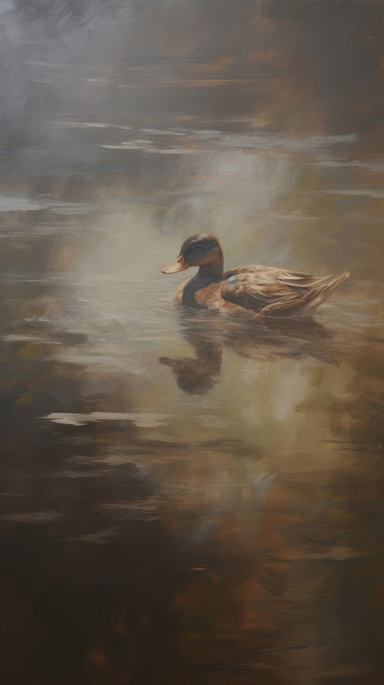Acrylic paint of duck painting outdoors animal.