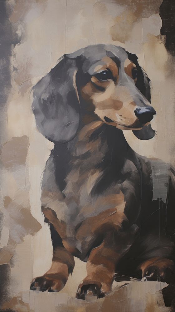 Acrylic paint of dachshund painting animal mammal.