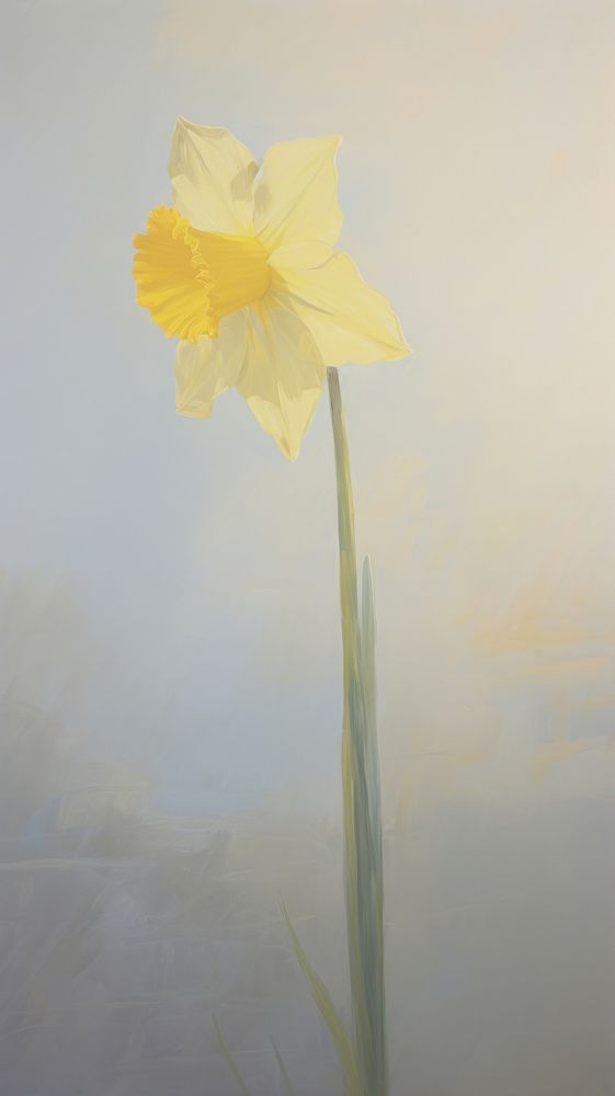 Acrylic paint of Daffodil daffodil flower plant.