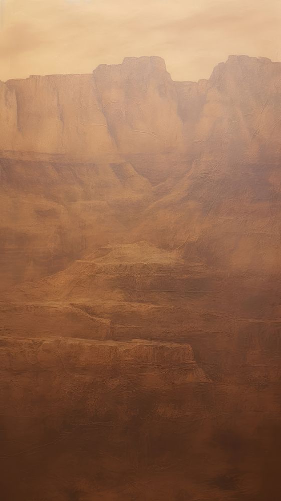 Acrylic paint of desert mountain outdoors plateau.
