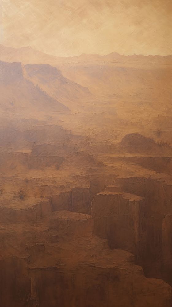 Acrylic paint of desert mountain nature canyon.