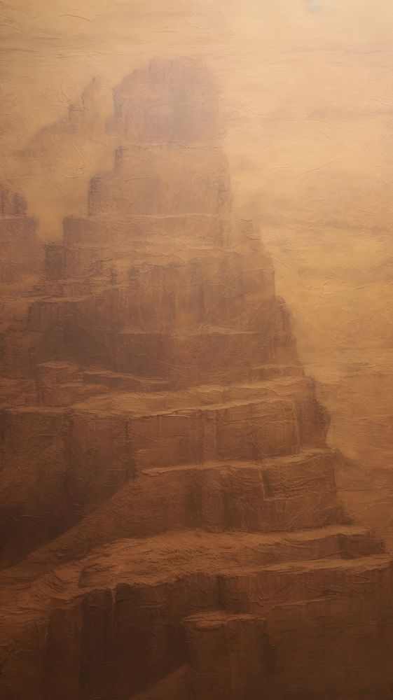 Acrylic paint of desert outdoors nature fog.