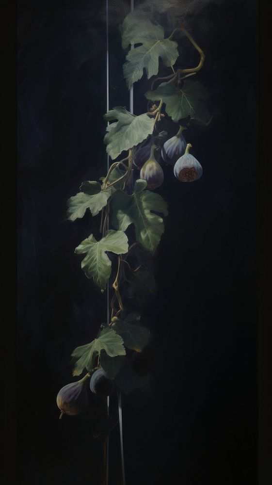 Acrylic paint of figs plant freshness darkness.