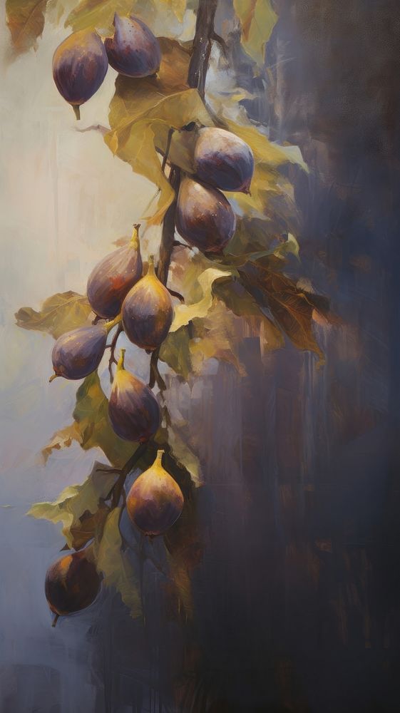Acrylic paint of figs painting plant freshness.