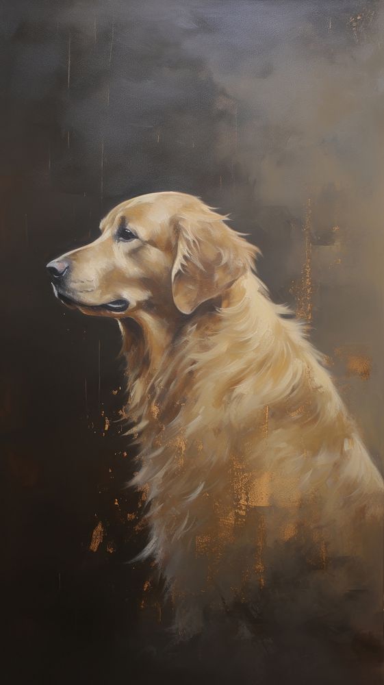 Acrylic paint of golden Retriever retriever painting animal.