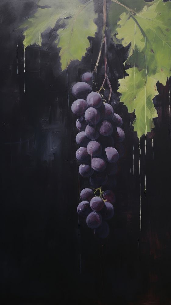 Acrylic paint of grape grapes plant vine.