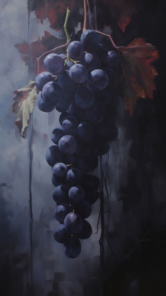 Acrylic paint of grape grapes painting plant.
