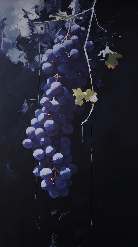Acrylic paint of grape grapes plant winemaking.