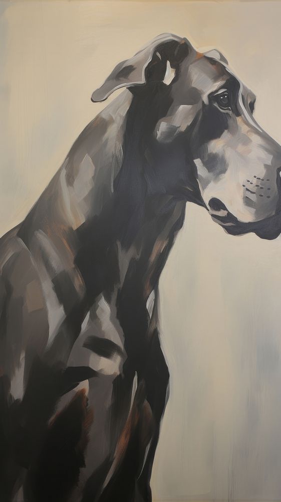 Acrylic paint of great dane mammal animal dog.