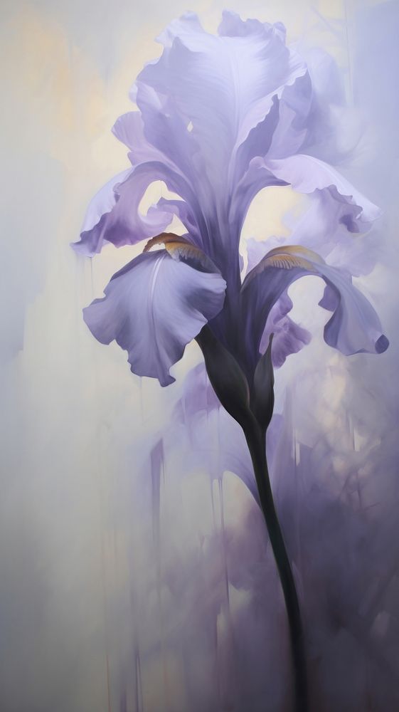 Acrylic paint of iris painting blossom flower.
