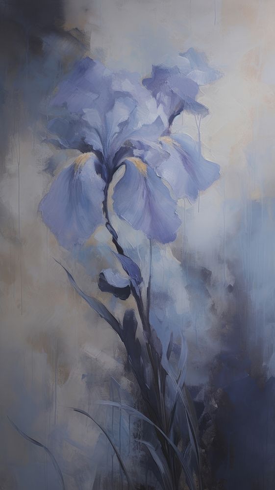 Acrylic paint of iris painting nature flower.