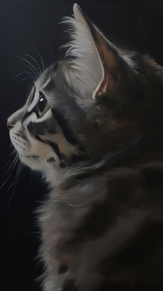 Acrylic paint of kitten mammal animal pet.