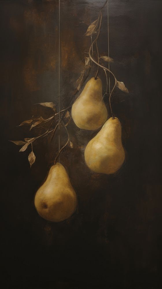 Acrylic paint of pears painting fruit plant.