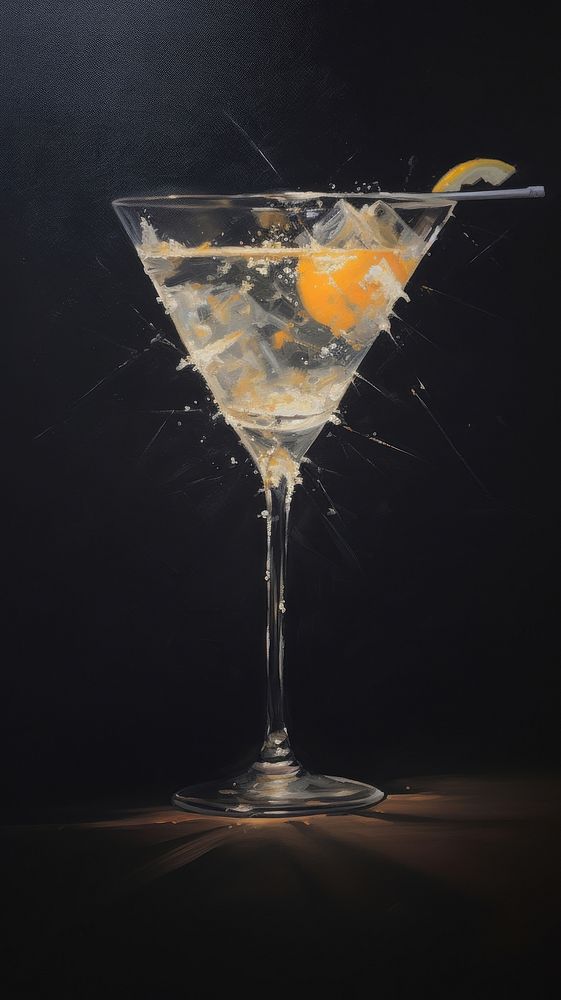 Acrylic paint of Penicillin cocktail martini drink glass.