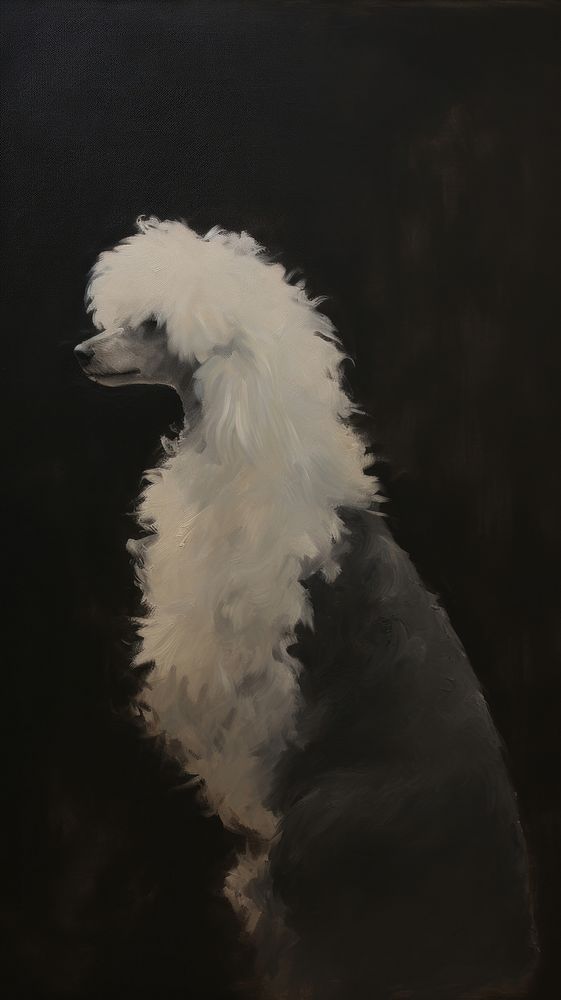 Acrylic paint of poodle painting animal mammal.