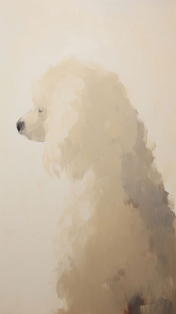Acrylic paint of poodle painting animal mammal.