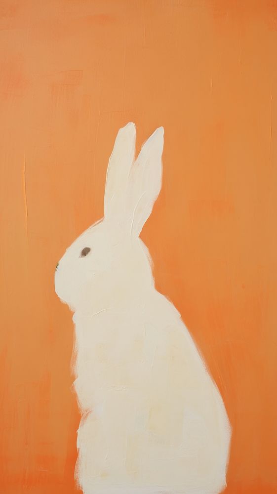 Acrylic paint of rabbit with carrot painting animal mammal.