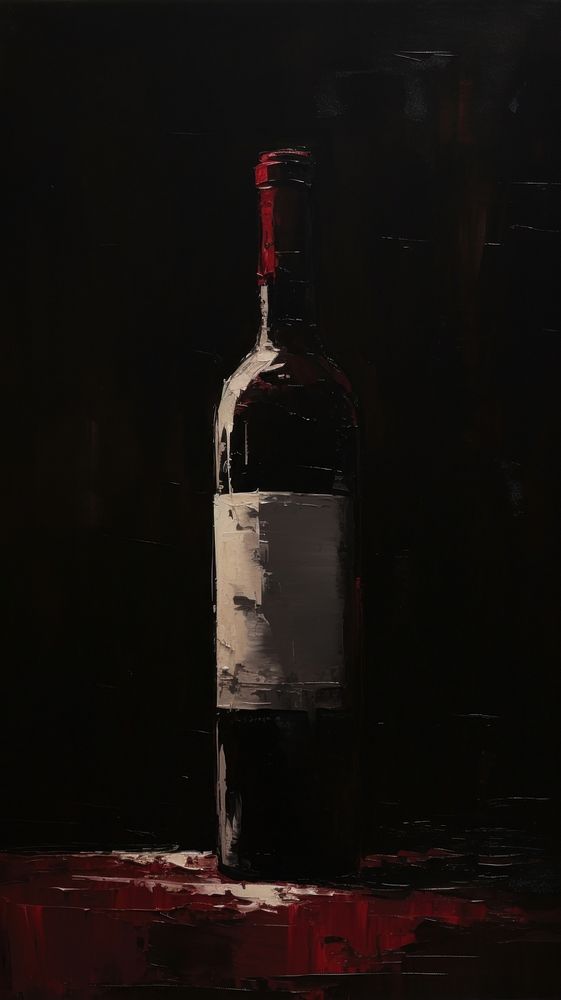 Acrylic paint of wine bottle drink refreshment drinkware.