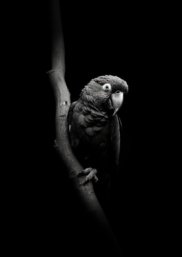 A parrot on a tree animal black bird.