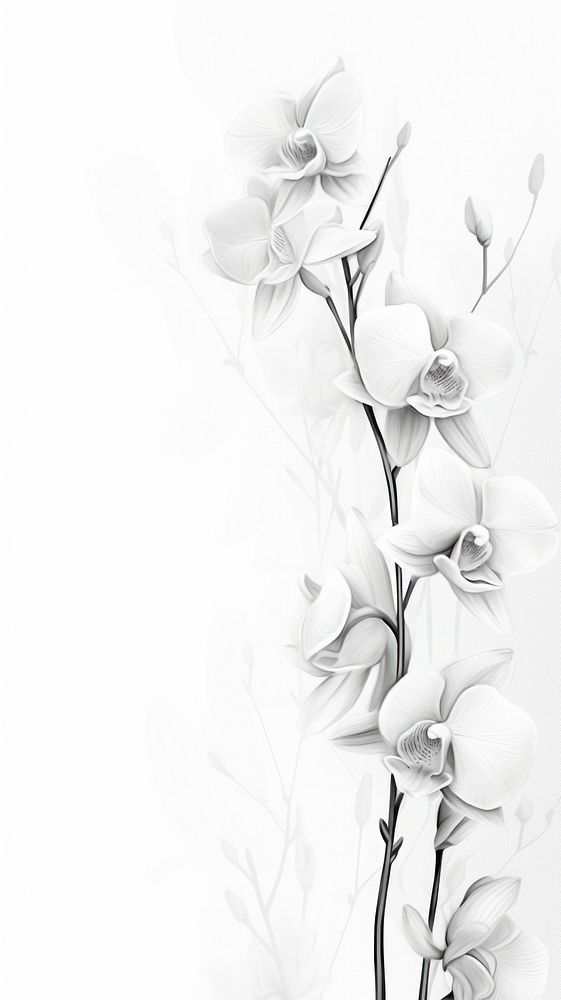 Orchid wallpaper white backgrounds monochrome.