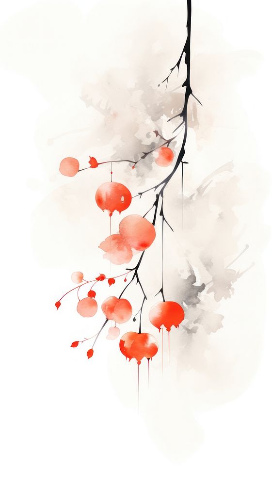 Chinese lantern wallpaper plant splattered creativity.