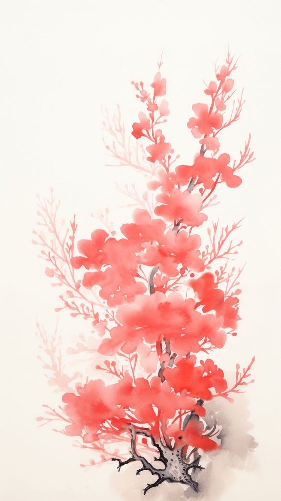 Coral wallpaper painting plant art.
