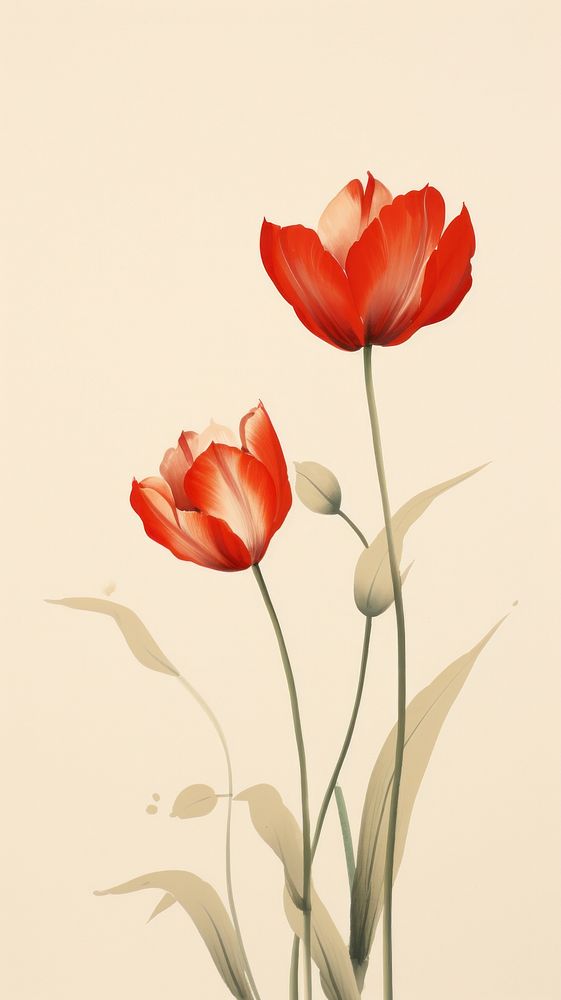 Tulip wallpaper painting flower plant.
