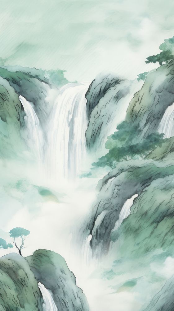 Waterfall scenery wallpaper outdoors nature backgrounds.