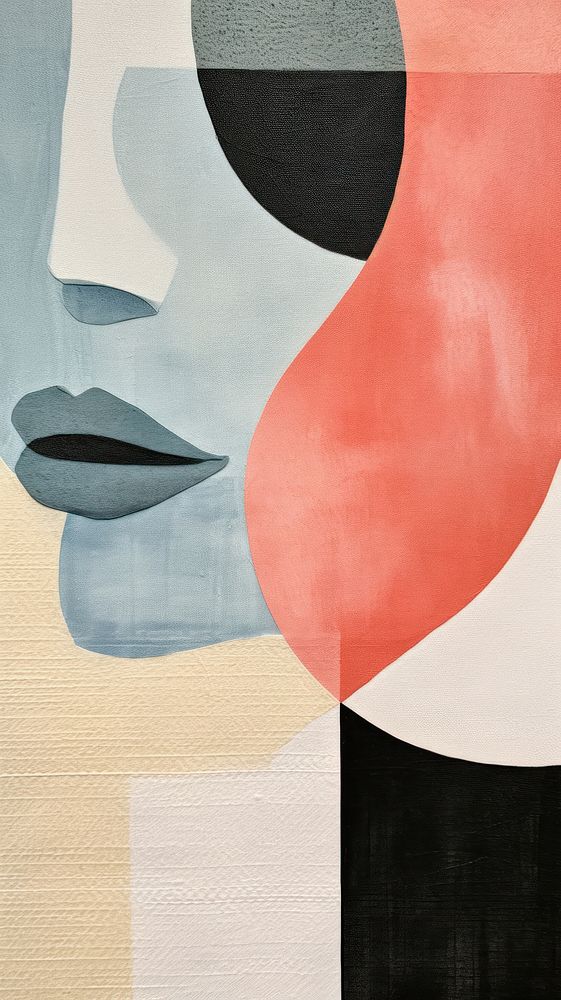 Woman abstract painting collage.
