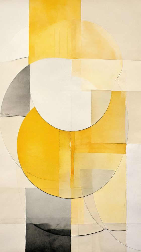 Yellow abstract painting collage.