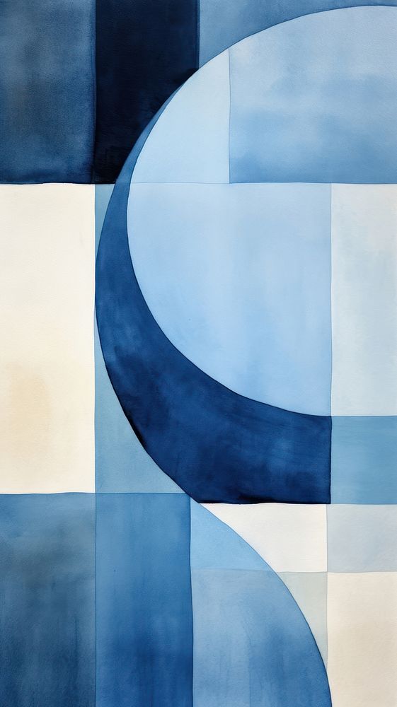 Blue abstract painting shape.