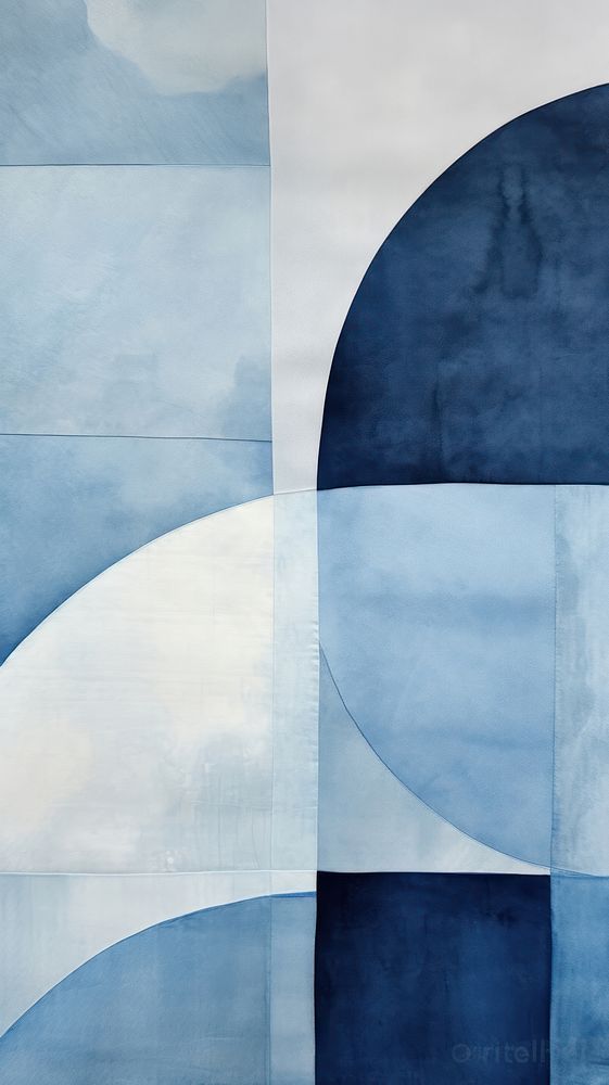 Blue abstract shape art.