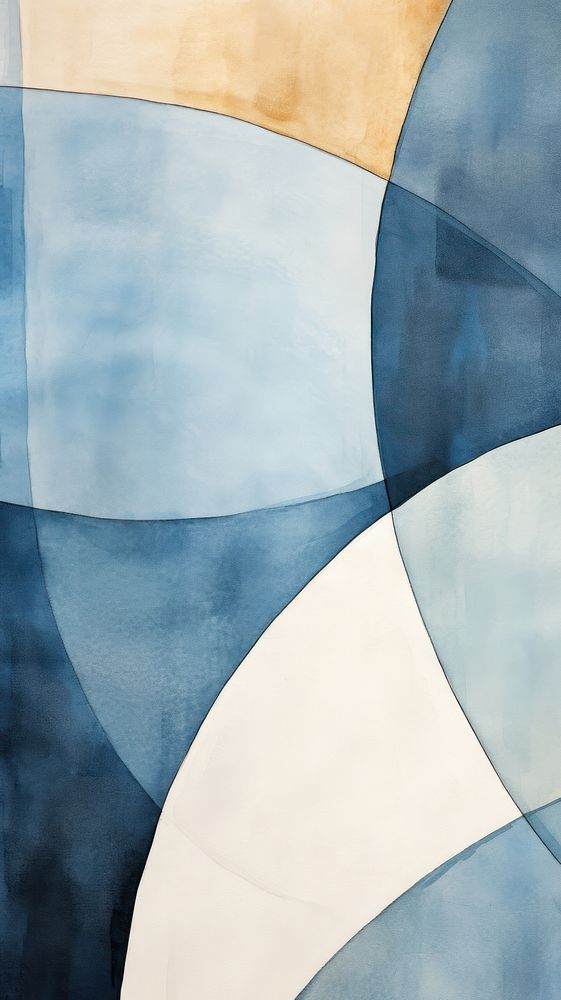 Blue abstract painting shape.