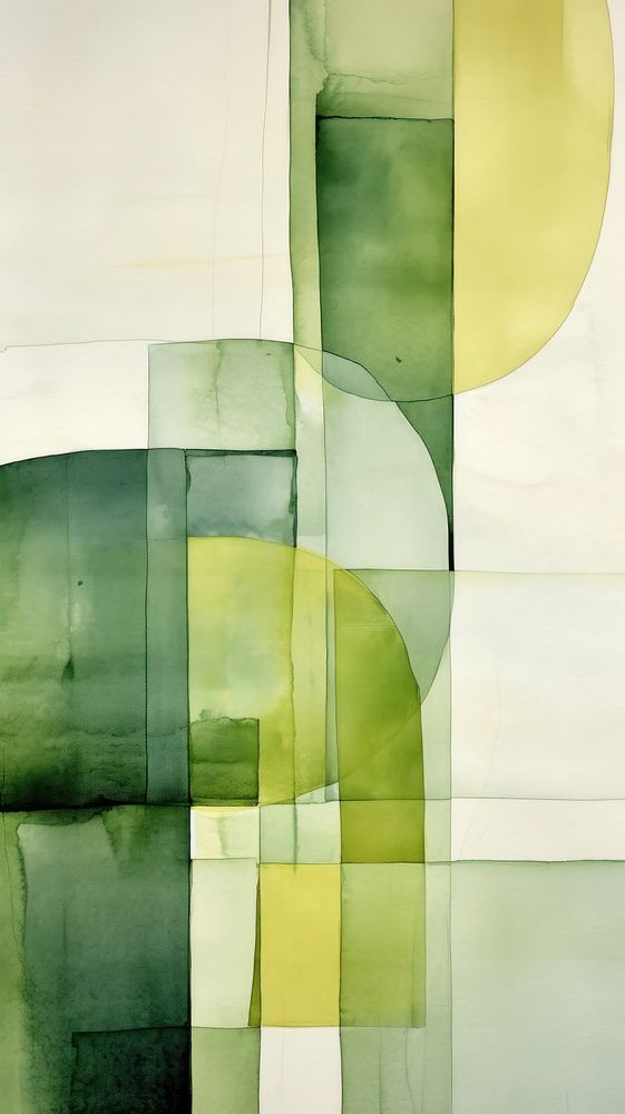 Green abstract painting collage.