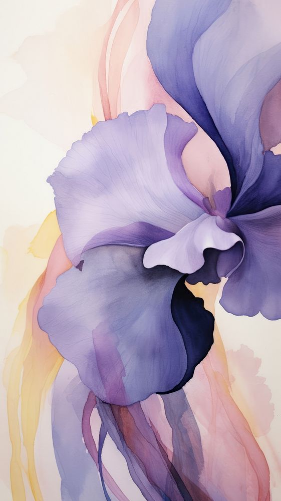 Iris flower abstract painting purple.