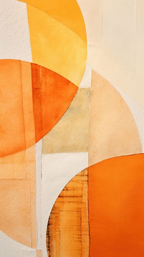 Orange abstract shape art.