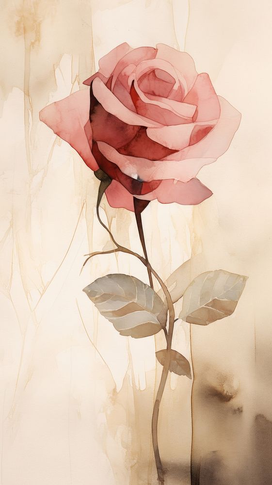 Rose flower painting plant art.