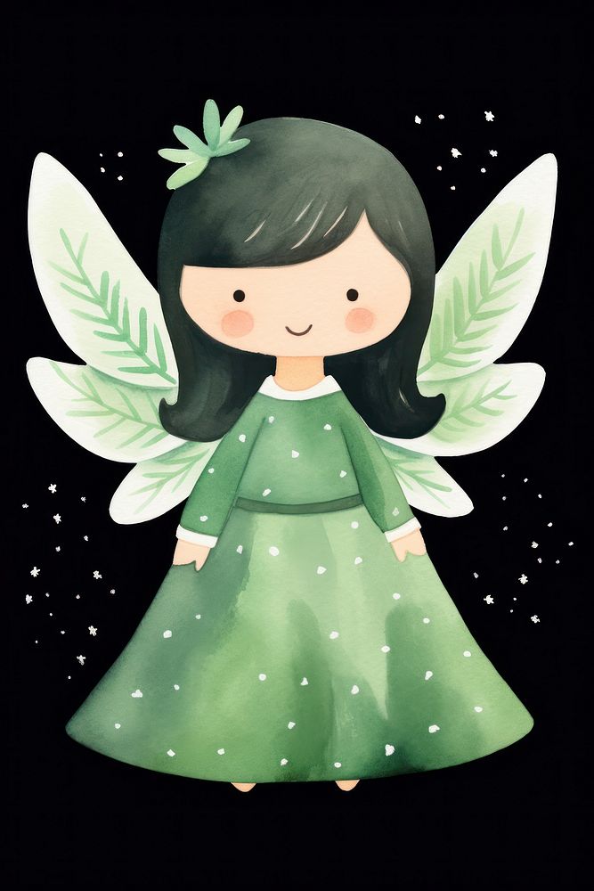 Green fairy angel cute representation.