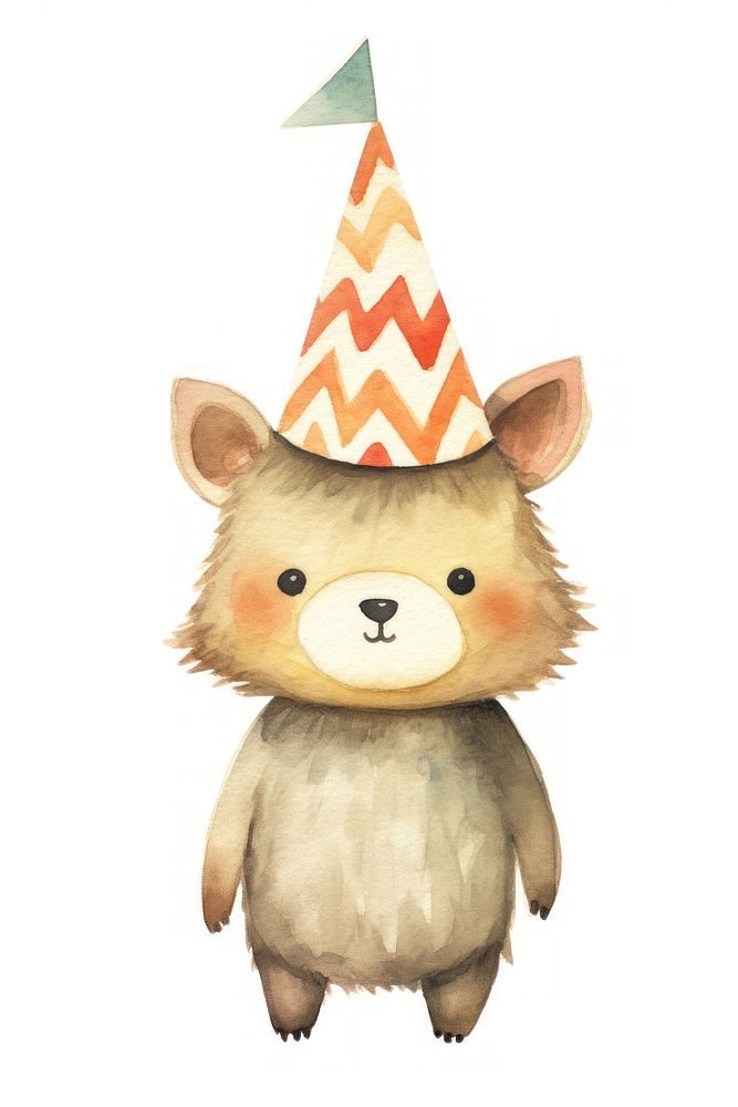 Headgehog wearing party hat cute white background representation.