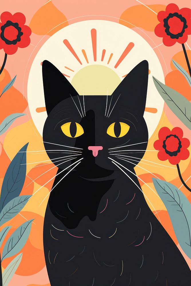 A black cat creativity portrait pattern.