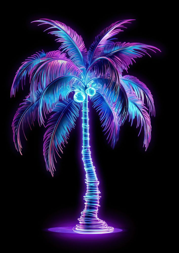 Coconut tree light neon purple.