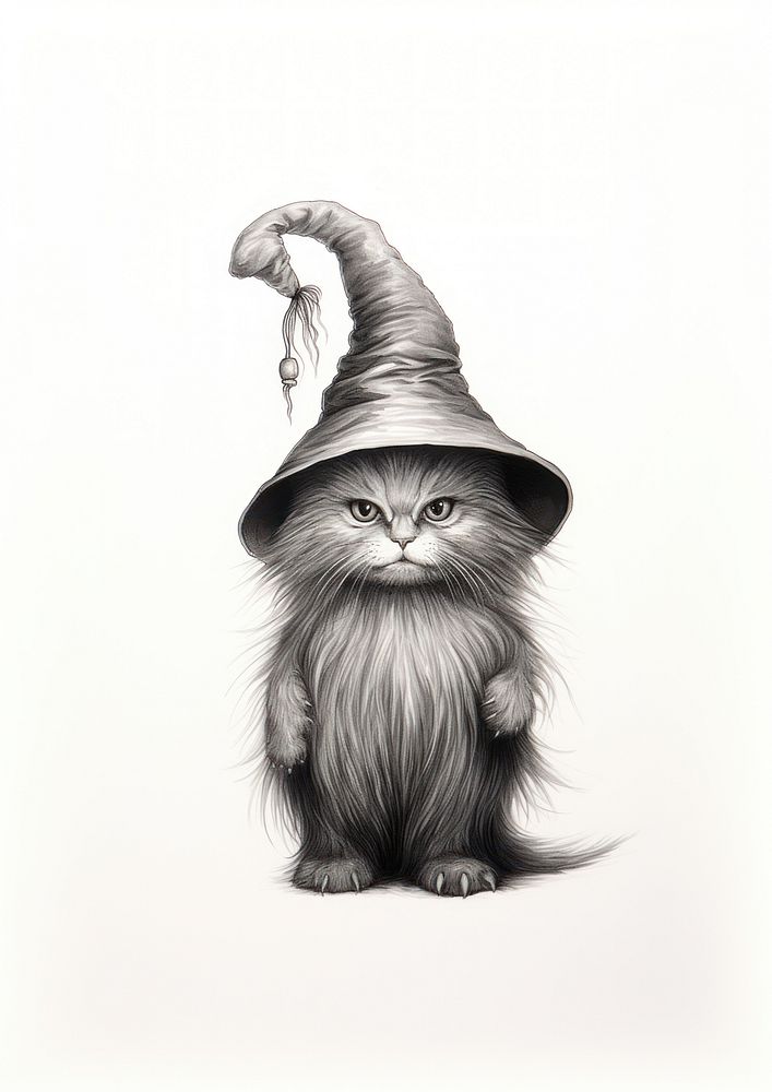 A wizard cat character drawing mammal animal.